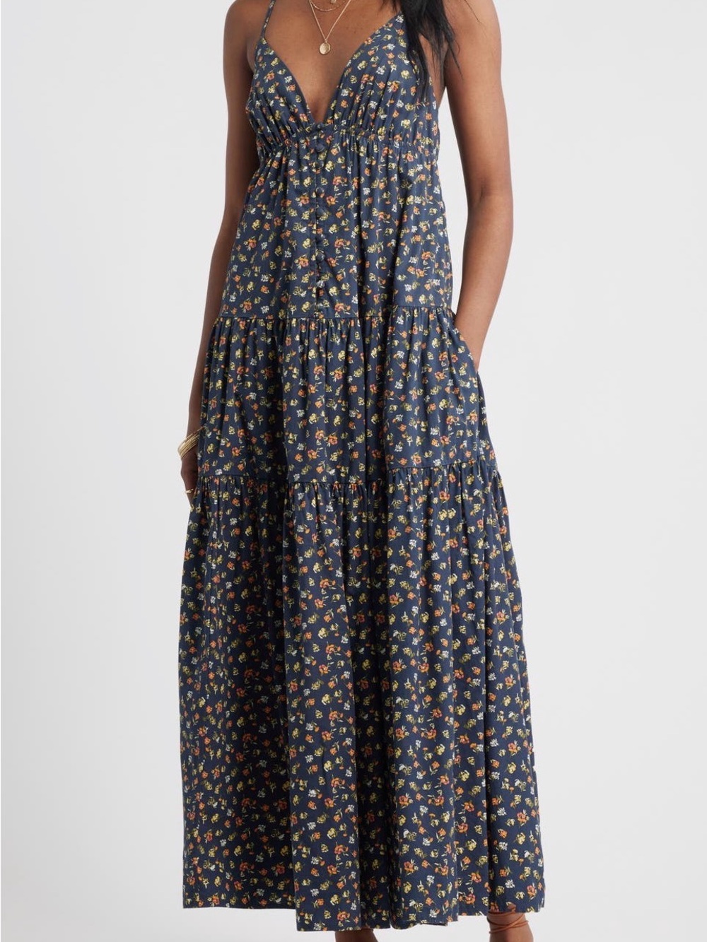 Treasure & Bond Navy Floral Maxi Dress